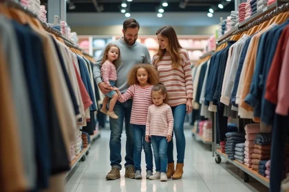 Famille multigenerational faisant du shopping dans un supermarche