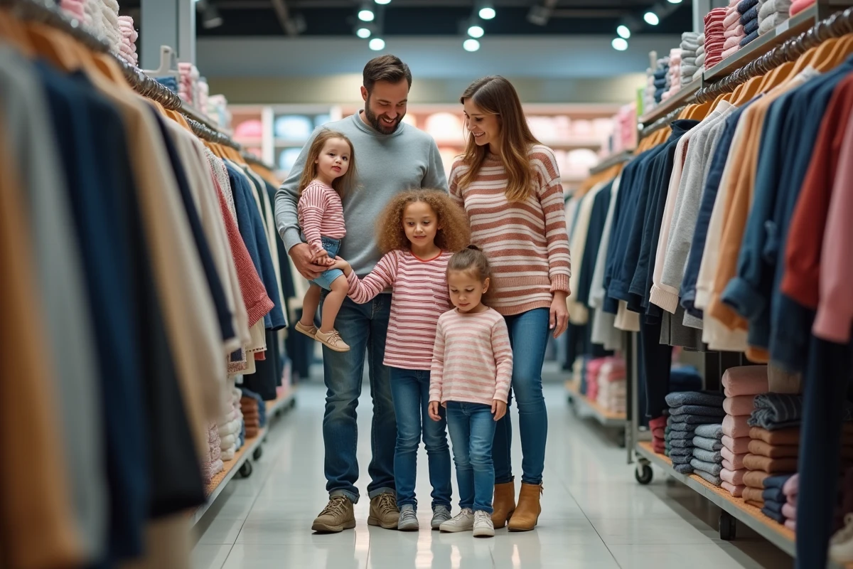 Famille multigenerational faisant du shopping dans un supermarche
