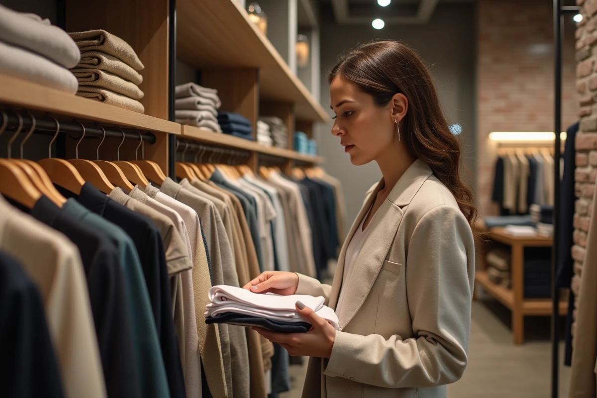 Femme élégante dans une boutique de mode moderne
