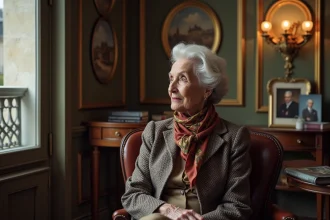 Femme âgée élégante dans un appartement parisien