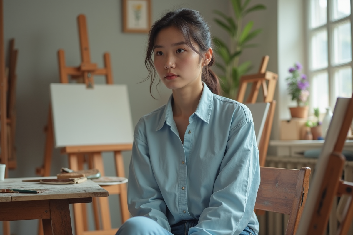 Jeune femme dans un atelier d