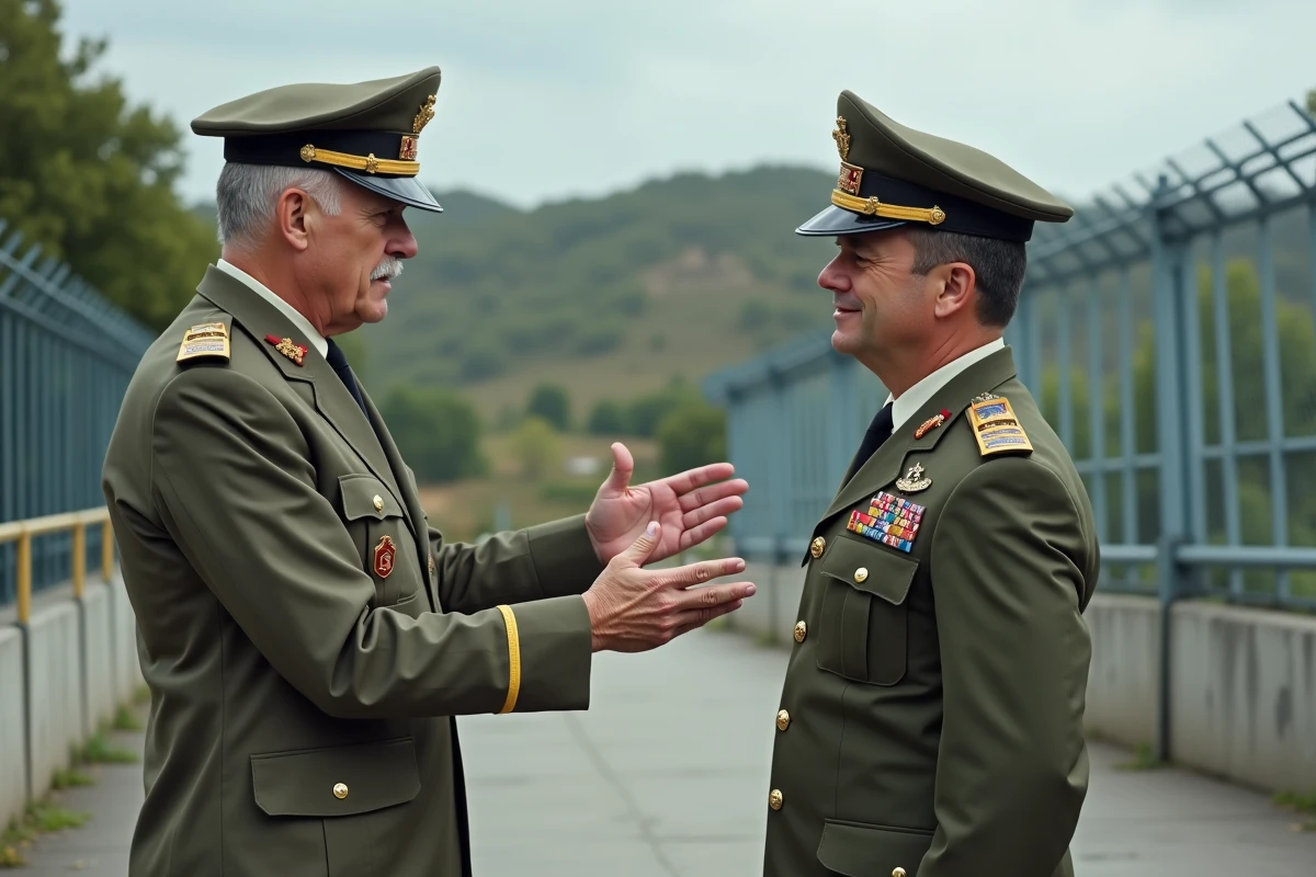 Officier militaire expliquant l