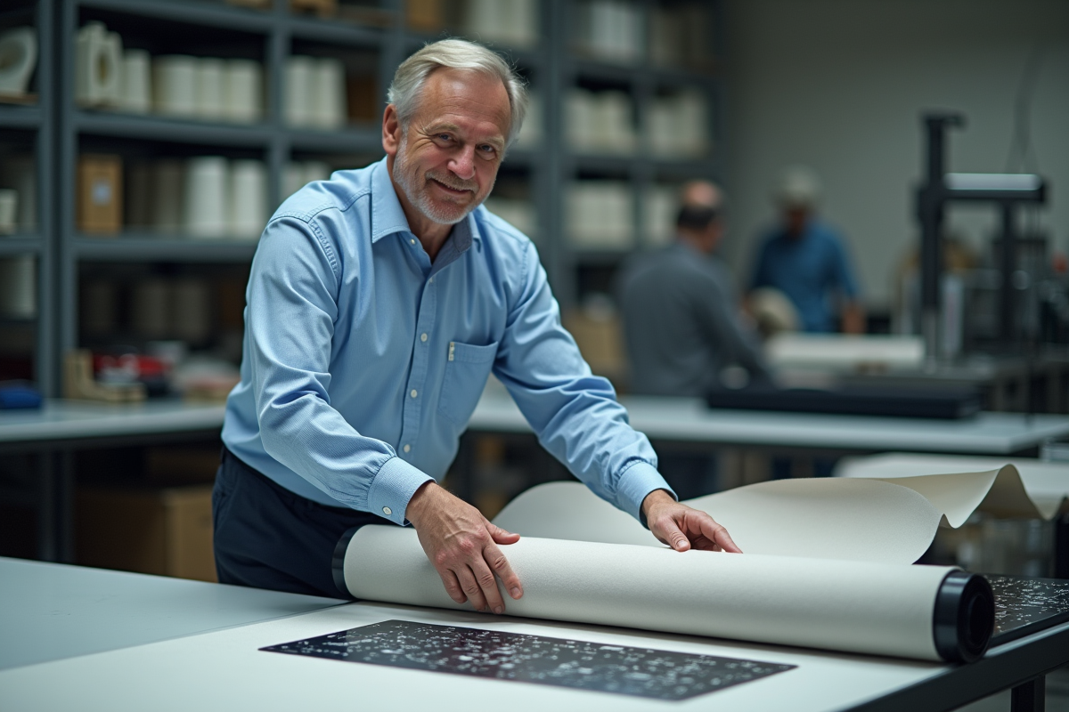 Ingénieur textile examinant un circuit intégré sur un tissu